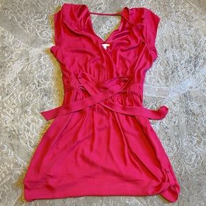 DR2 hot pink lightweight dress w/ belt and packets
